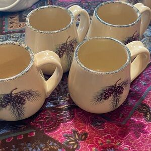Northwoods by Home &Garden Party vintage stoneware Mugs- Set of 4